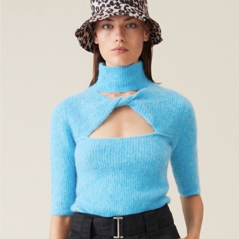 Ganni Soft Wool Knit Sweater in Bachelor Blue